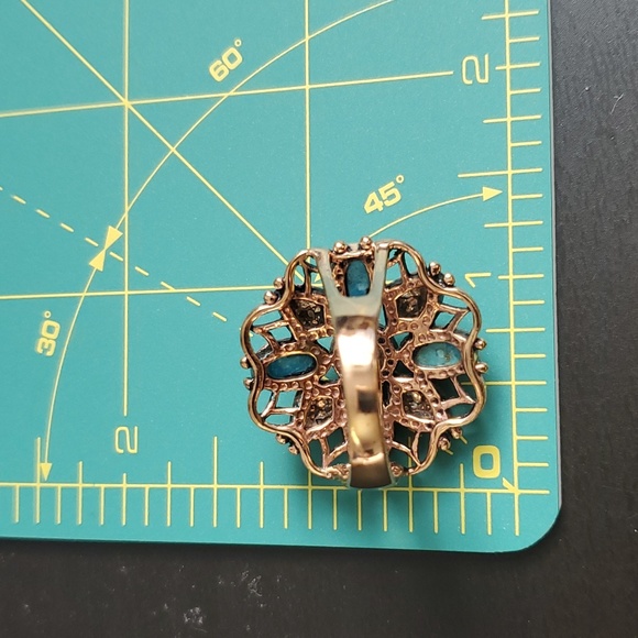 Sterling Silver 925 Rose Gold Turquoise Statement Ring - Picture 6 of 7